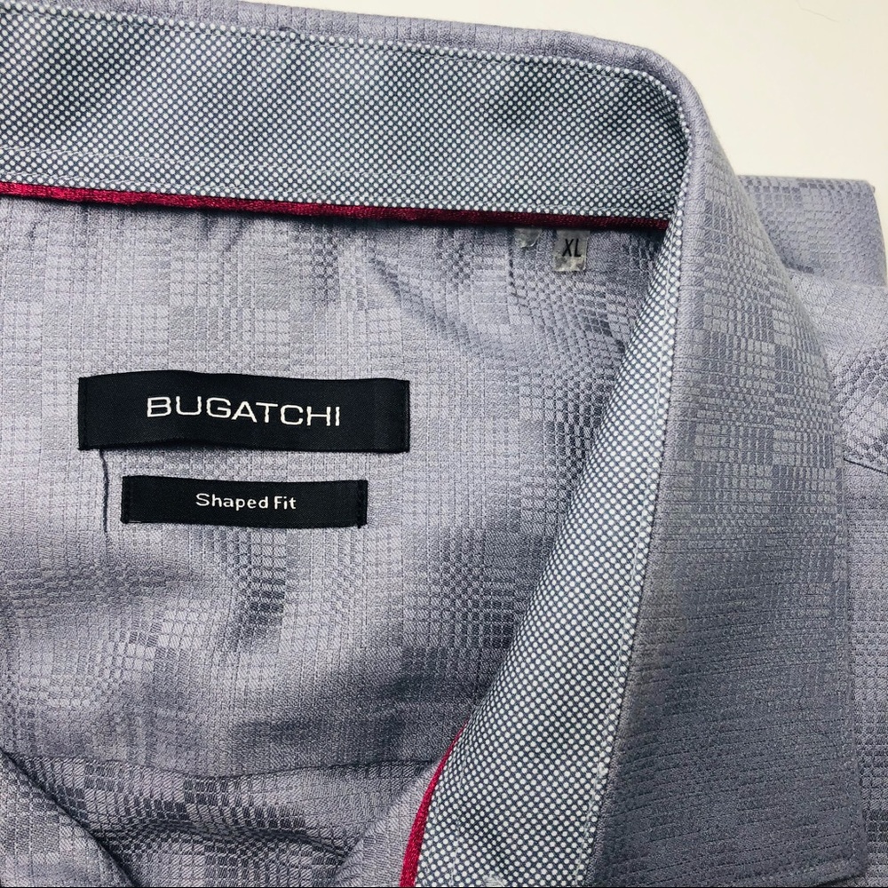 Bugatchi Men Gray Dress Shirts Flip Cuff Size XL - Picture 7 of 8